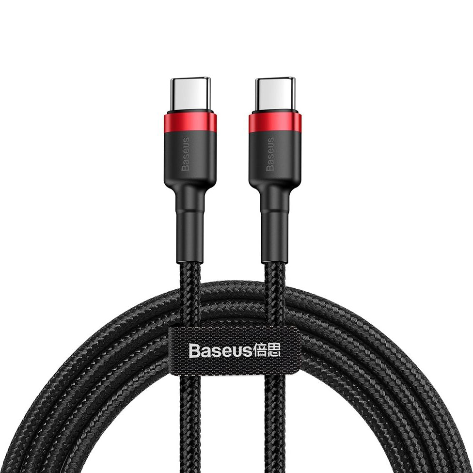 Datový a nabíjecí kabel USB-C - USB-C Baseus Cafule, 60W, 1m, červený CATKLF-G91