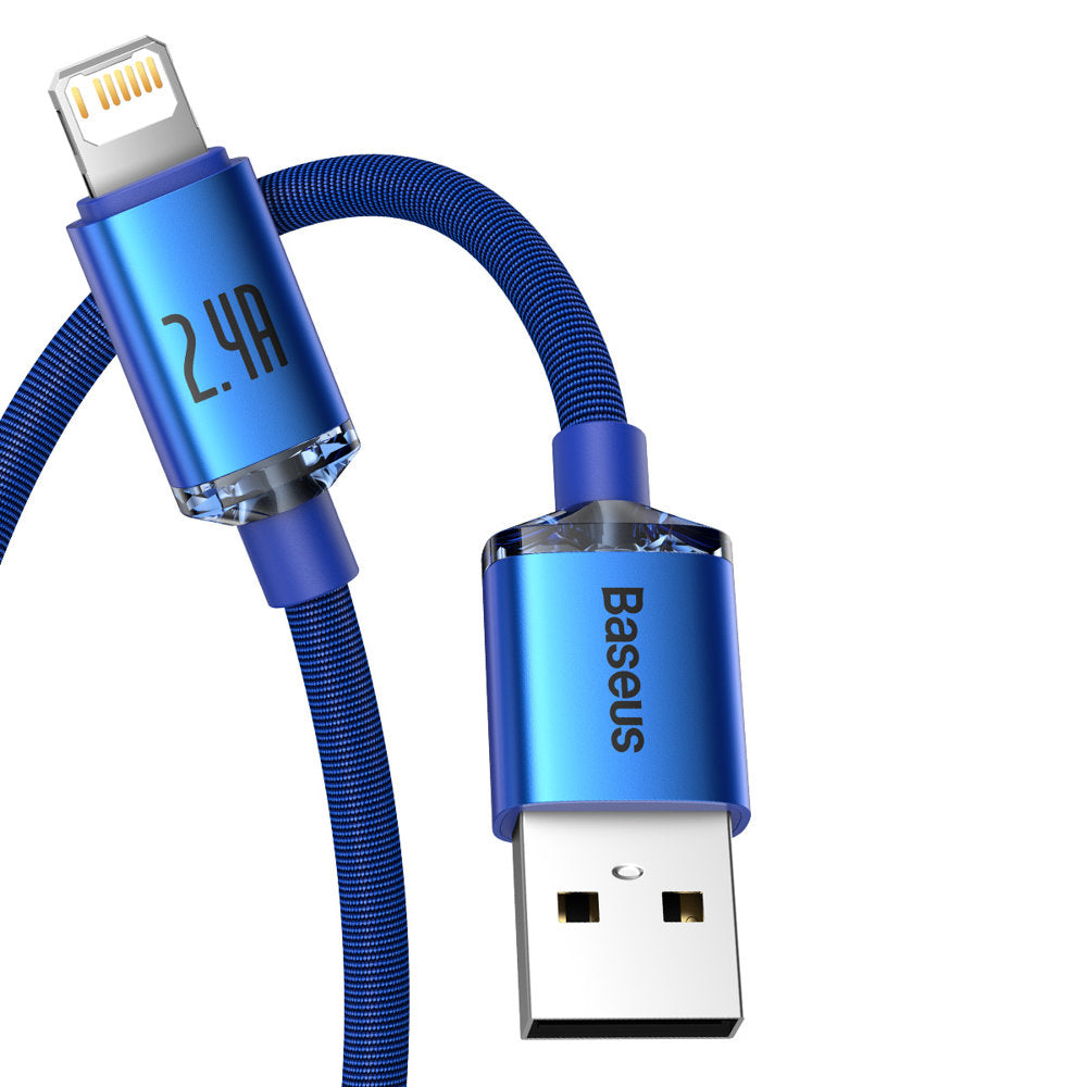 Datový a nabíjecí kabel USB-A - Lightning Baseus Crystal Shine Series, 18W, 1.2m, Modrý CAJY000003