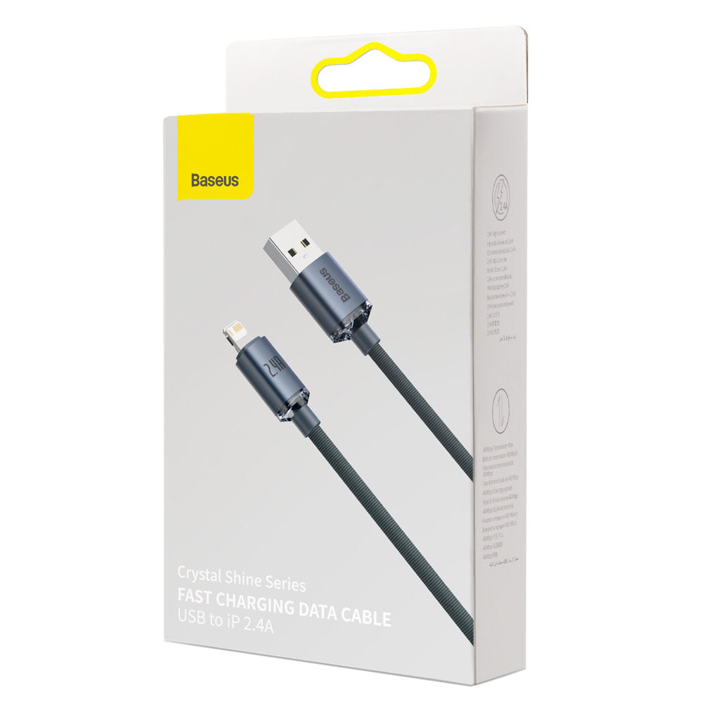 Baseus Crystal Shine Series USB-A - Lightning nabíjecí a datový kabel, 18W, 2m, černý CAJYY00010101