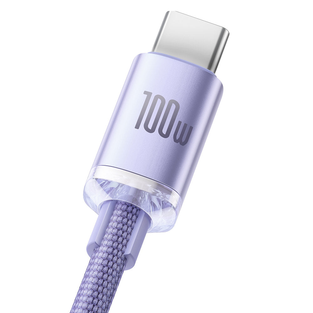 Datový a nabíjecí kabel USB-A - USB-C Baseus Crystal Shine Series, 100W, 2m, Fialový CAJY000505