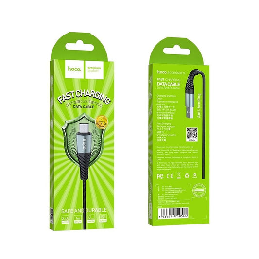 HOCO X38 Cool USB-A - microUSB datový a nabíjecí kabel, 18 W, 1 m, černý