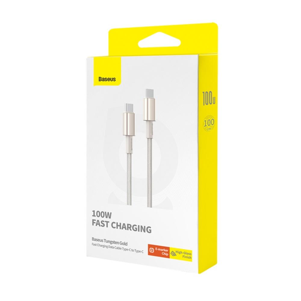 Kabel pro data a nabíjení USB-C - USB-C Baseus Tungsten Gold, 100W, 1m, Zlatý P10319800G21-00