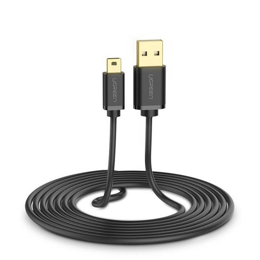 Datový a nabíjecí kabel USB-A - miniUSB UGREEN US132, 18 W, 1 m, černý