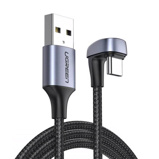 Datový a nabíjecí kabel USB-A - USB-C UGREEN US311 úhlový, 18 W, 1 m, šedý