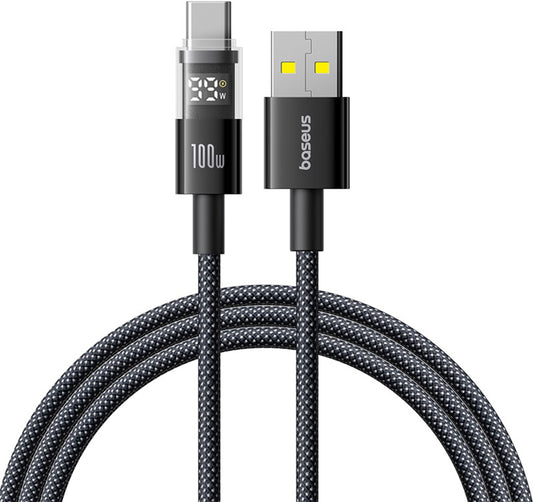 Datový a nabíjecí kabel USB-A - USB-C Baseus Display 2, 100W, 2m, Černý P10382701111-00