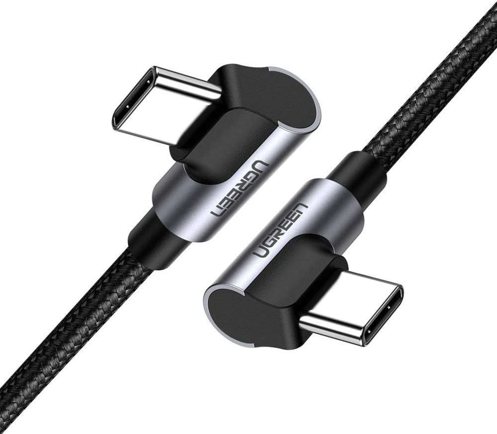 Datový a nabíjecí kabel USB-C - USB-C UGREEN US323 Angled, 60W, 2m, černý