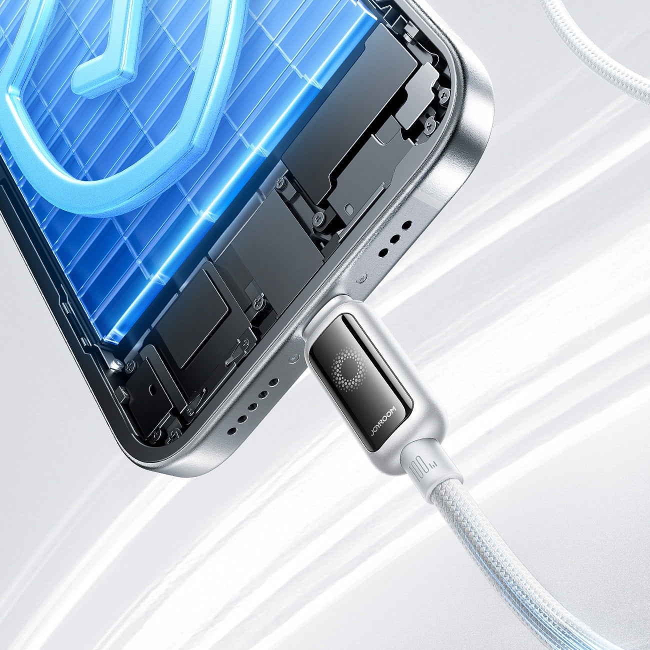 Datový a nabíjecí kabel USB-C - USB-C Joyroom S-A55 StarFlight Display, 100W, 1.2m, Bílý