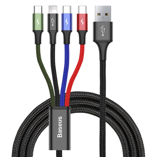Nabíjecí kabel USB-A - Lightning / microUSB / 2 x USB-C Baseus Rapid 4v1, 20W, 1,2 m, černý CA1T4-B01