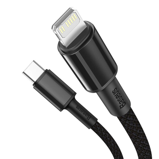 Datový a nabíjecí kabel USB-C - Lightning Baseus High Density Braided, 20W, 2m, černý CATLGD-A01