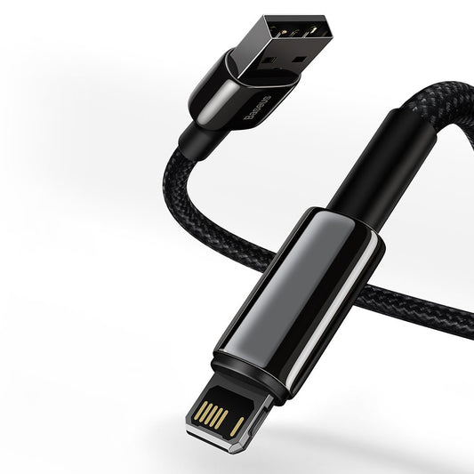 Baseus Tungsten Zlatý datový a nabíjecí kabel USB na Lightning, 2 m, 2,4 A, černý CALWJ-A01
