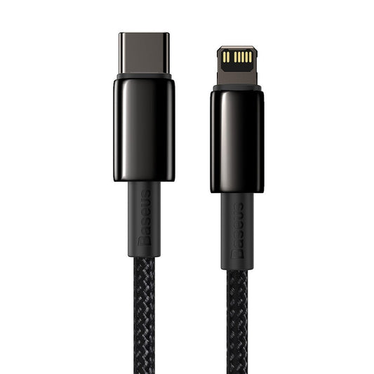 Datový a nabíjecí kabel USB-C - Lightning Baseus Tungsten Tungsten Gold, 20W, 2m, černý CATLWWJ-A01