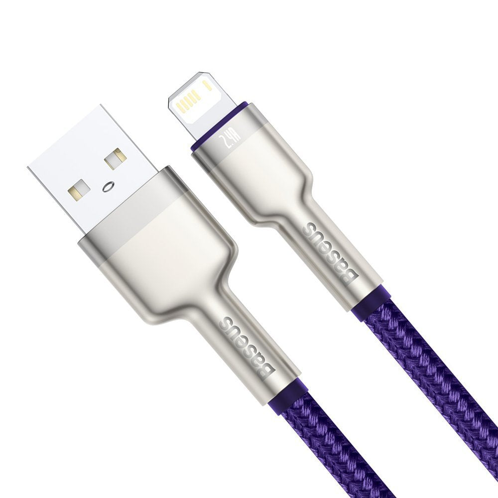 Datový a nabíjecí kabel USB-A - Lightning Baseus Cafule Metal Series, 18 W, 1 m, fialový CALJK-A05