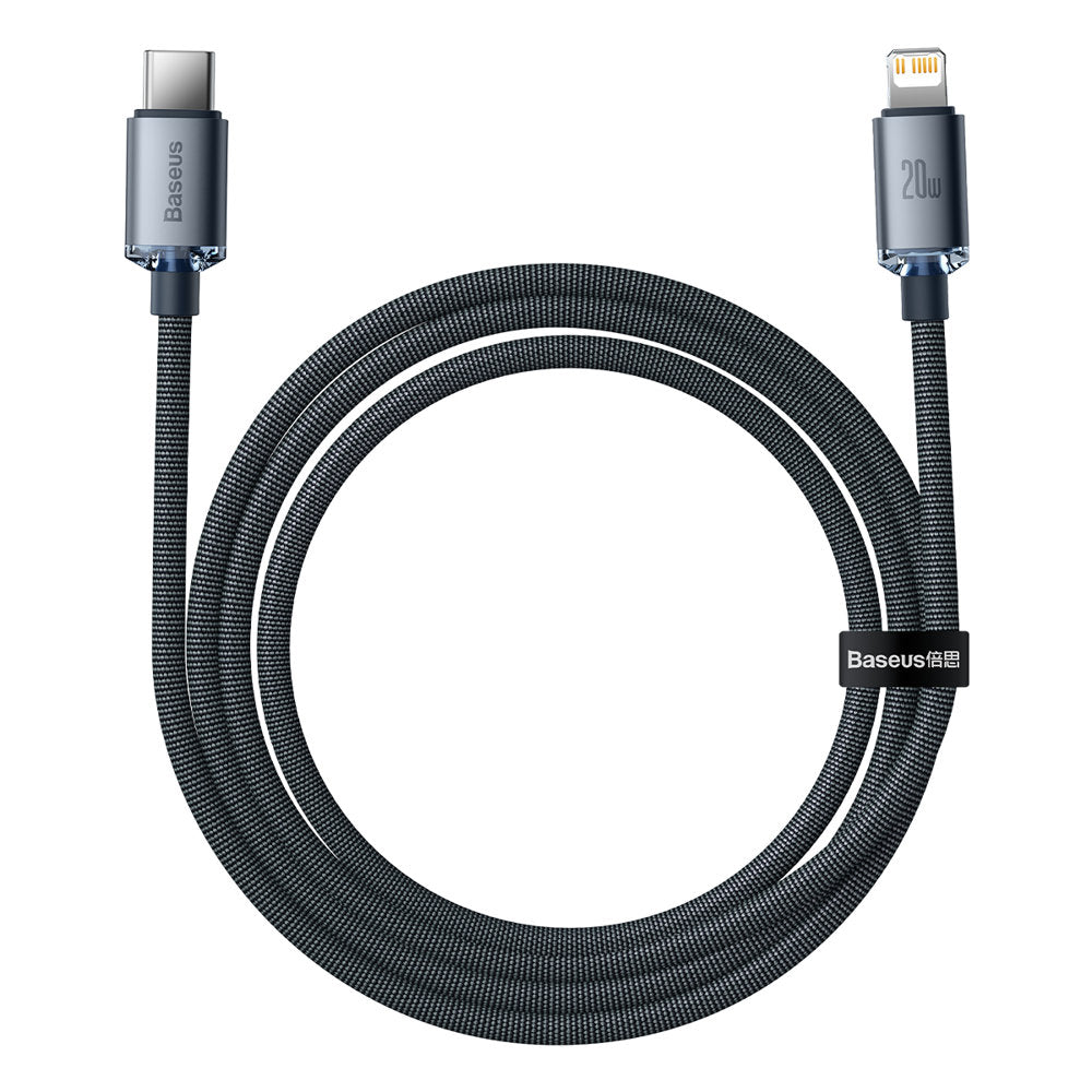 Kabel pro data a nabíjení USB-C - Lightning Baseus Crystal Shine Series, 20W, 1.2m, Černý CAJY000201