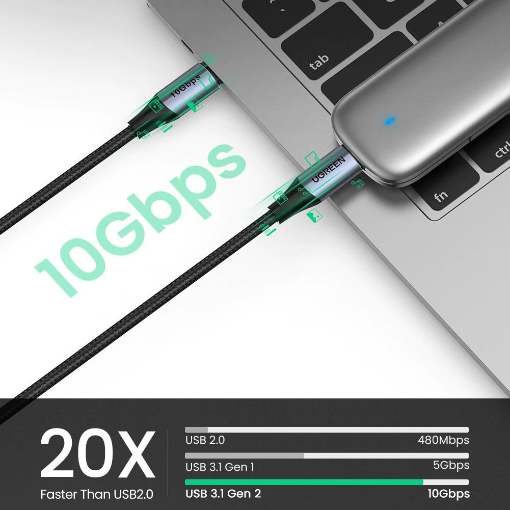 Datový a nabíjecí kabel USB-C - USB-C UGREEN US355, 100W, 1m, černý