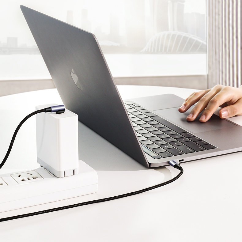 Kabel pro data a nabíjení USB-C - USB-C UGREEN US255 Angled, 60W, 1m, šedý