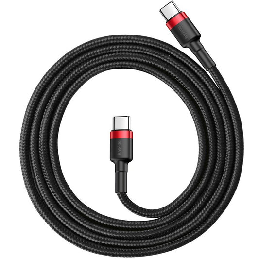 Datový a nabíjecí kabel USB-C - USB-C Baseus Cafule, 60W, 1m, červený CATKLF-G91