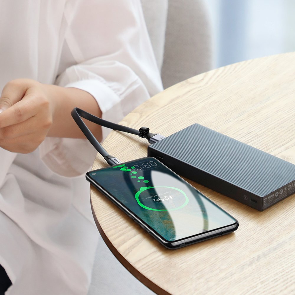 Datový a nabíjecí kabel USB-A - USB-C Baseus Simple, 40W, 0.23m, šedý CATMBJ-BG1