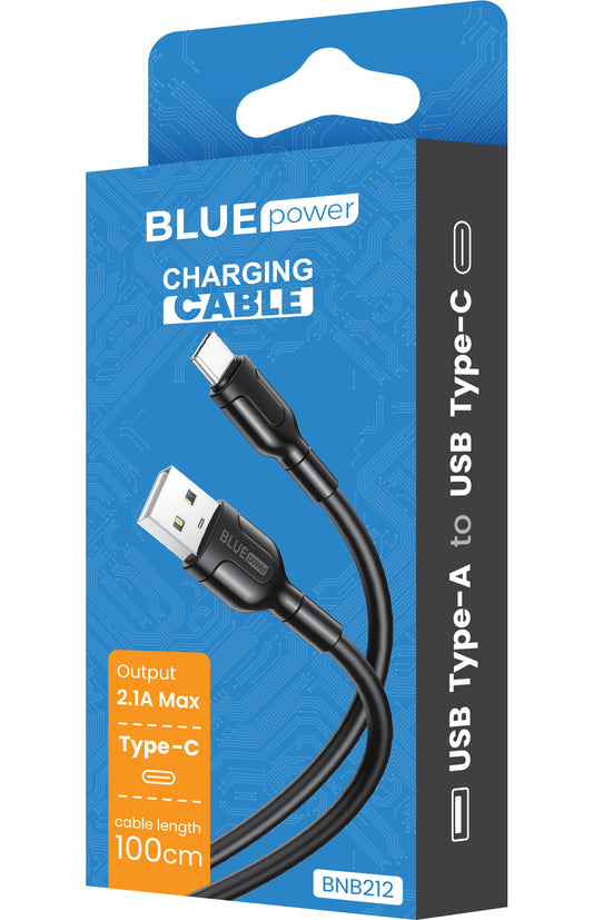 Datový a nabíjecí kabel z USB-A na USB-C BLUE Power BNB212, 18 W, 1 m, černý
