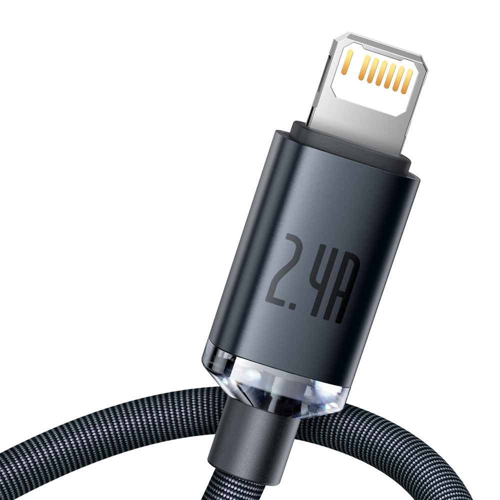 Baseus Crystal Shine Series USB-A - Lightning nabíjecí a datový kabel, 18W, 2m, černý CAJYY00010101