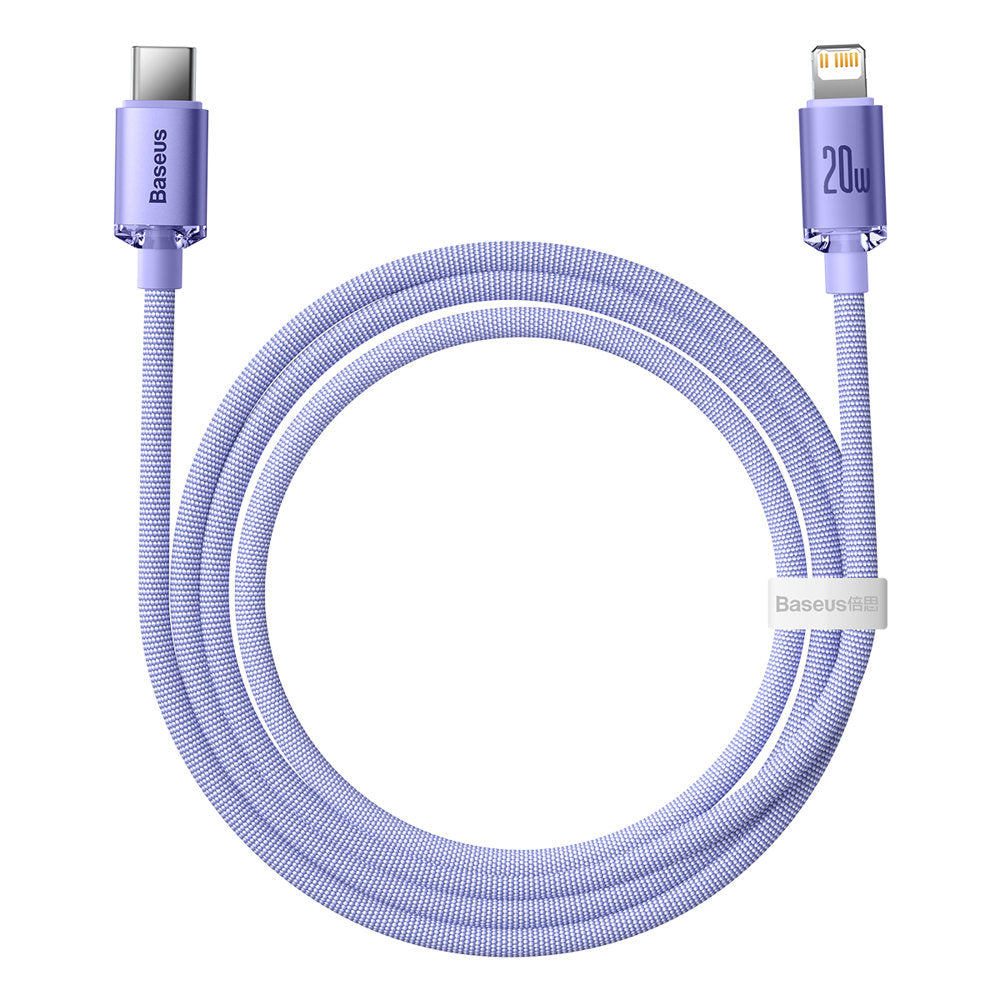Datový a nabíjecí kabel USB-C - Lightning Baseus Crystal Shine Series, 20W, 1.2m, Fialový CAJY000205