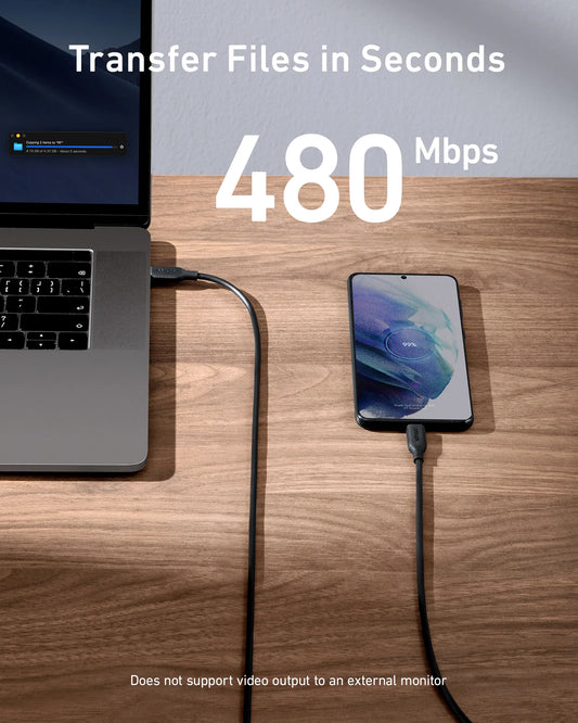 Datový a nabíjecí kabel USB-C - USB-C Anker 543, 100 W, 1,8 m, černý A80E2G11