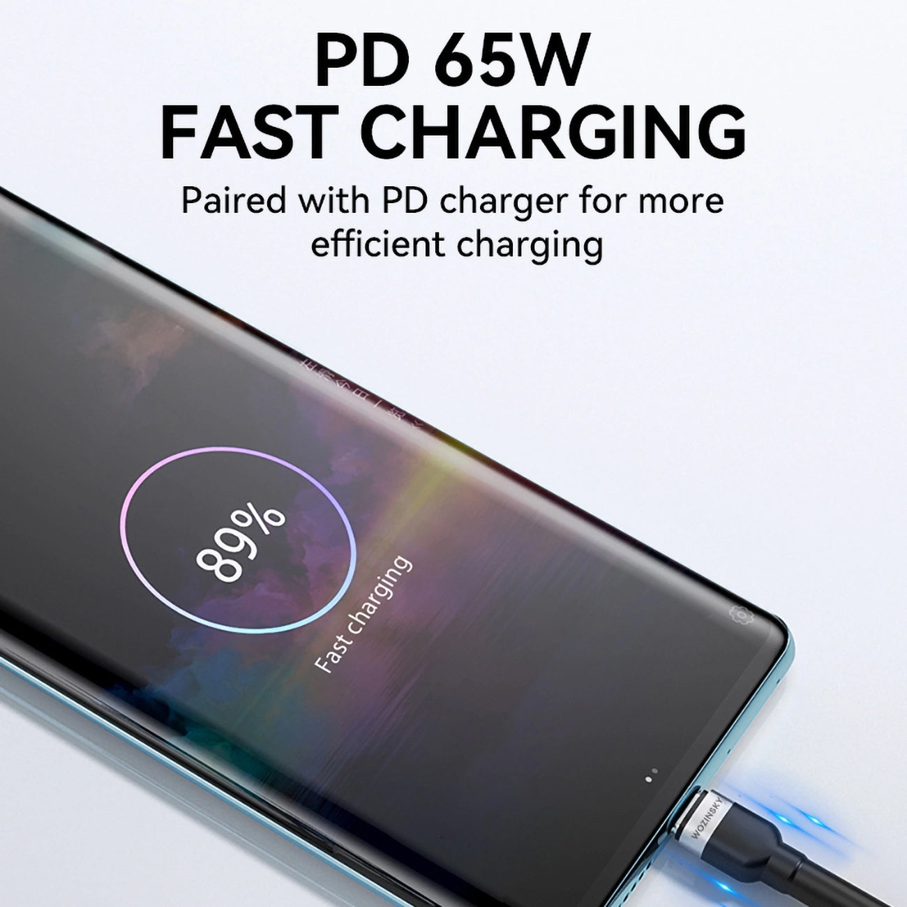 Datový a nabíjecí kabel USB-C - USB-C WZK WNBCC2, 65W, 2m, černý