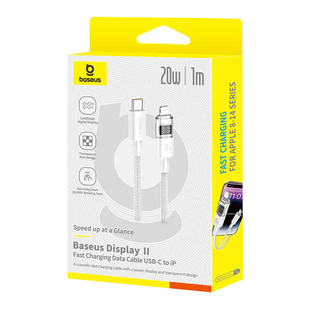 Kabel pro data a nabíjení USB-C - Lightning Baseus Display 2, 20W, 2m, bílý P10382703211-01