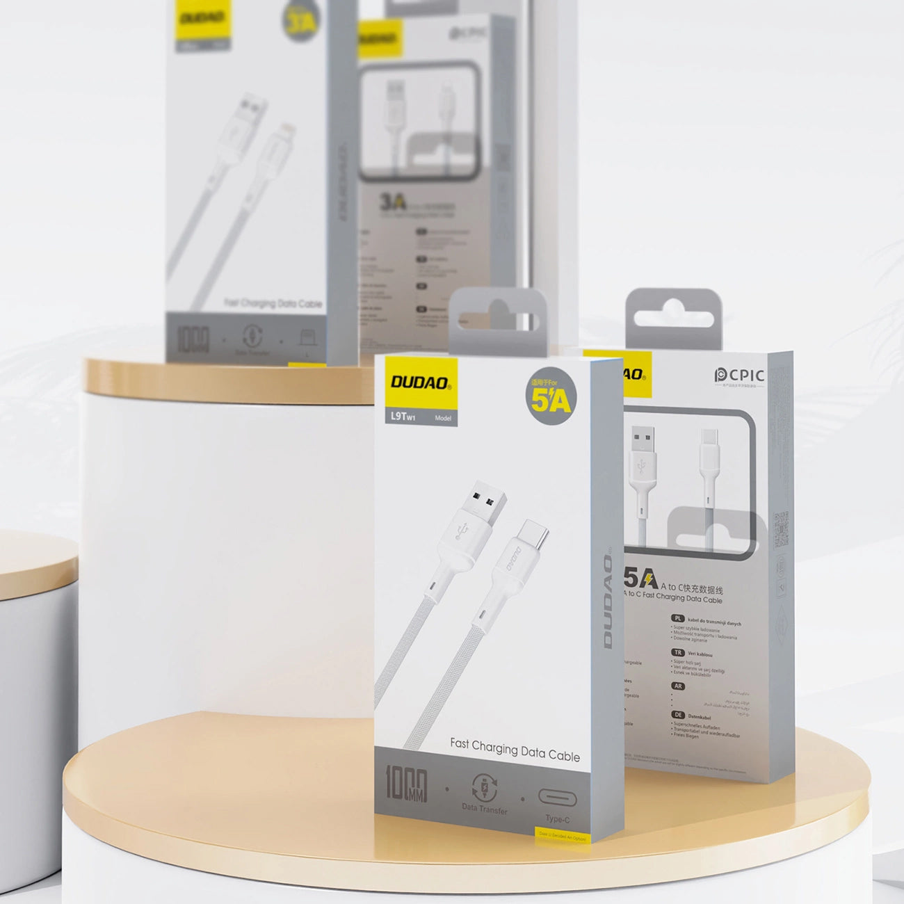 Datový a nabíjecí kabel USB-A - USB-C Dudao L9T, 100W, 1m, Bílý