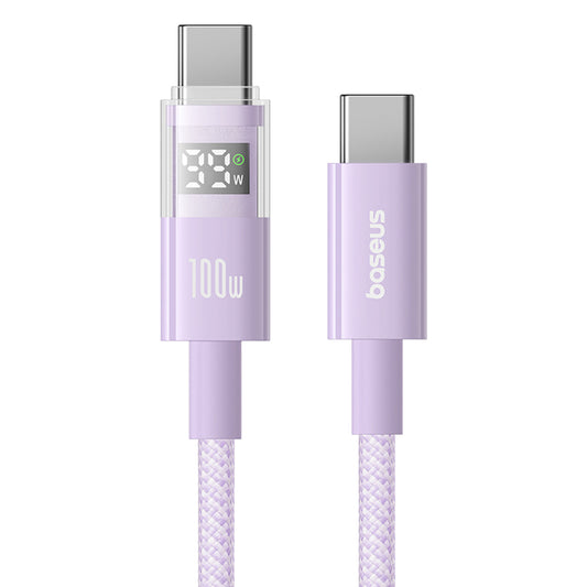 Kabel pro data a nabíjení USB-C - USB-C Baseus Display 2, 100W, 1m, Fialový P10382702511-00