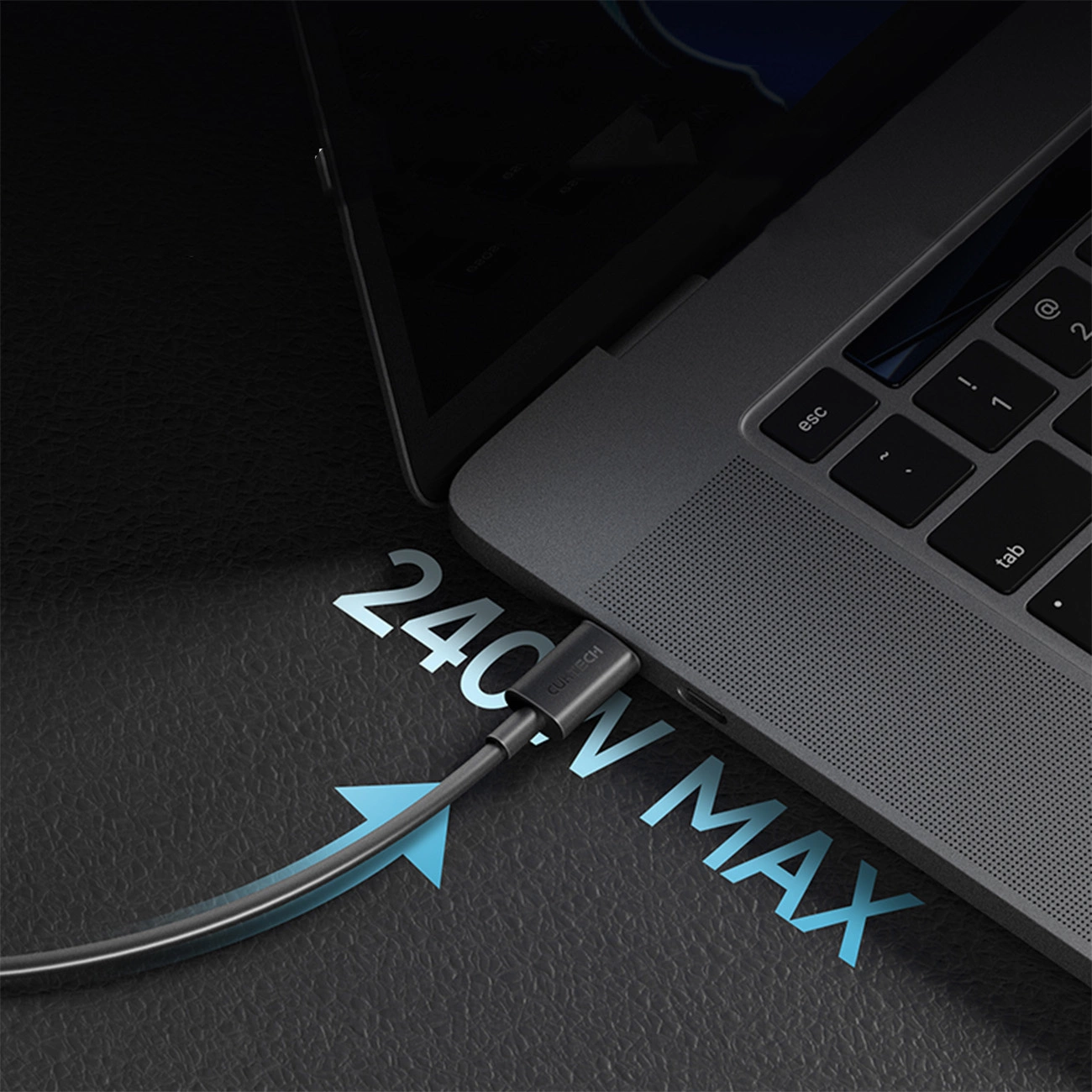 Datový a nabíjecí kabel USB-C - USB-C Cuktech, 240W, 1.5m, Černý CKCTC615NCBK