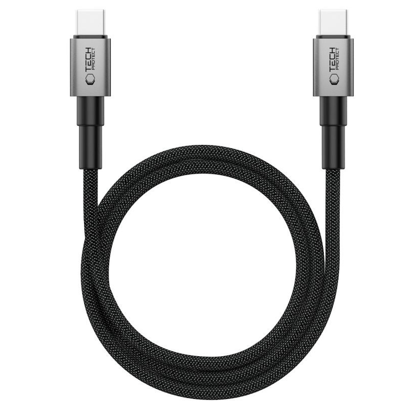 Kabel pro data a nabíjení USB-C - USB-C Tech-Protect Ultraboost DNA MagTwist, 100W, 2m, šedý