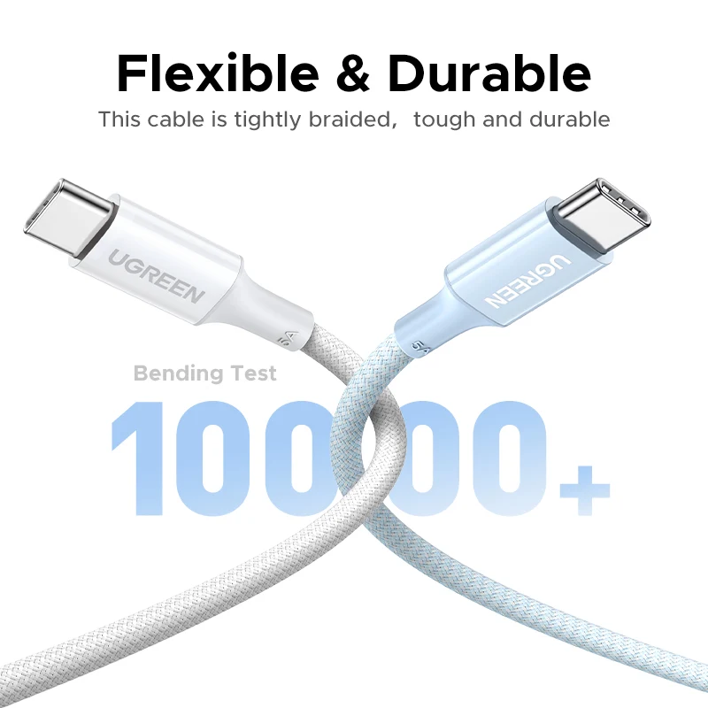 Datový a nabíjecí kabel USB-C - USB-C UGREEN L502 (35221), 100W, 2m, bílý