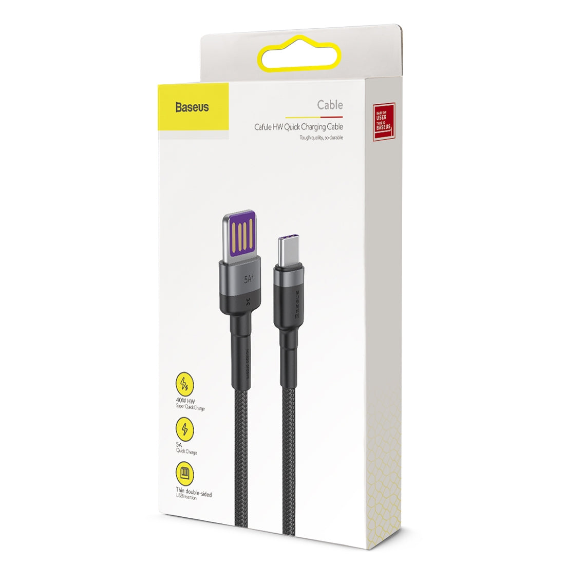 Datový a nabíjecí kabel USB-A - USB-C Baseus Cafule Special Edition, 40W, 1m, šedý CATKLF-PG1