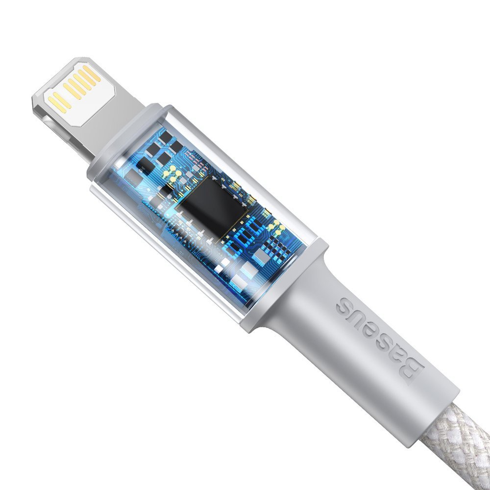 Datový a nabíjecí kabel USB-C - Lightning Baseus High Density Braided, 20W, 2m, bílý CATLGD-A02