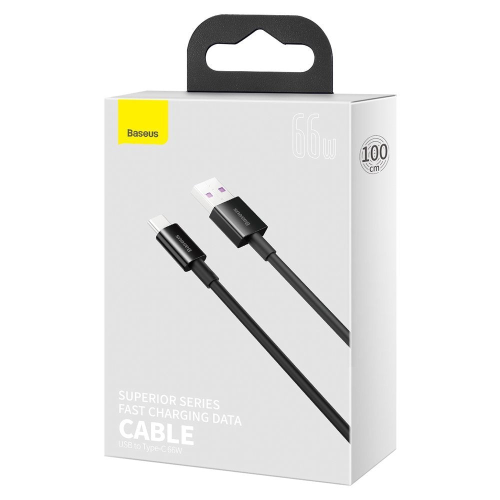 Datový a nabíjecí kabel USB-A - USB-C Baseus Superior Series, 66W, 1m, černý CATYS-01