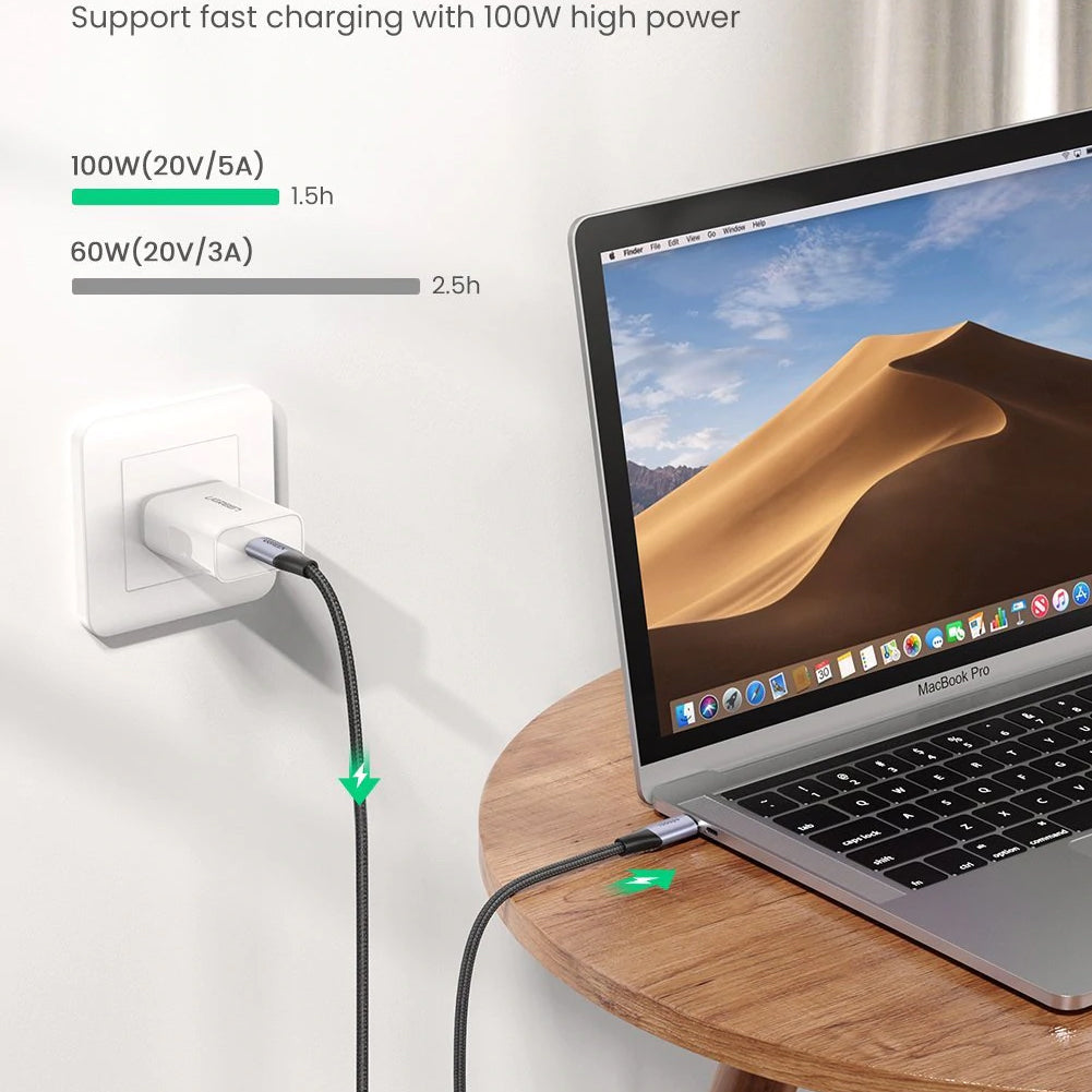 Datový a nabíjecí kabel USB-C - USB-C UGREEN US355, 100W, 1m, černý