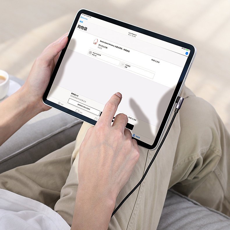 Kabel pro data a nabíjení USB-C - USB-C UGREEN US255 Angled, 60W, 1m, šedý