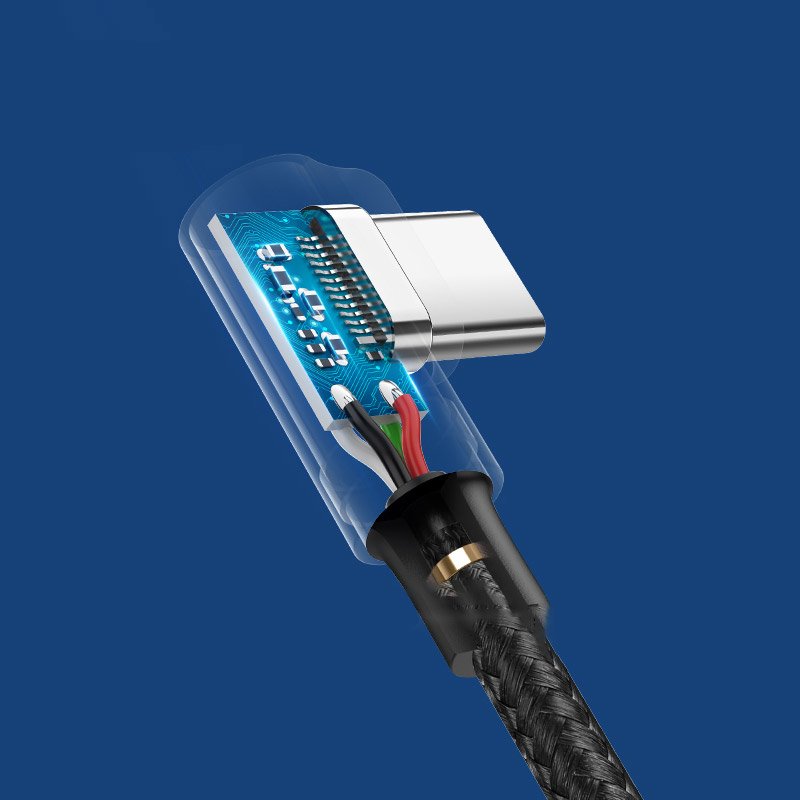 Kabel pro data a nabíjení USB-A - USB-C UGREEN US176 Angled, 18W, 2m, černý