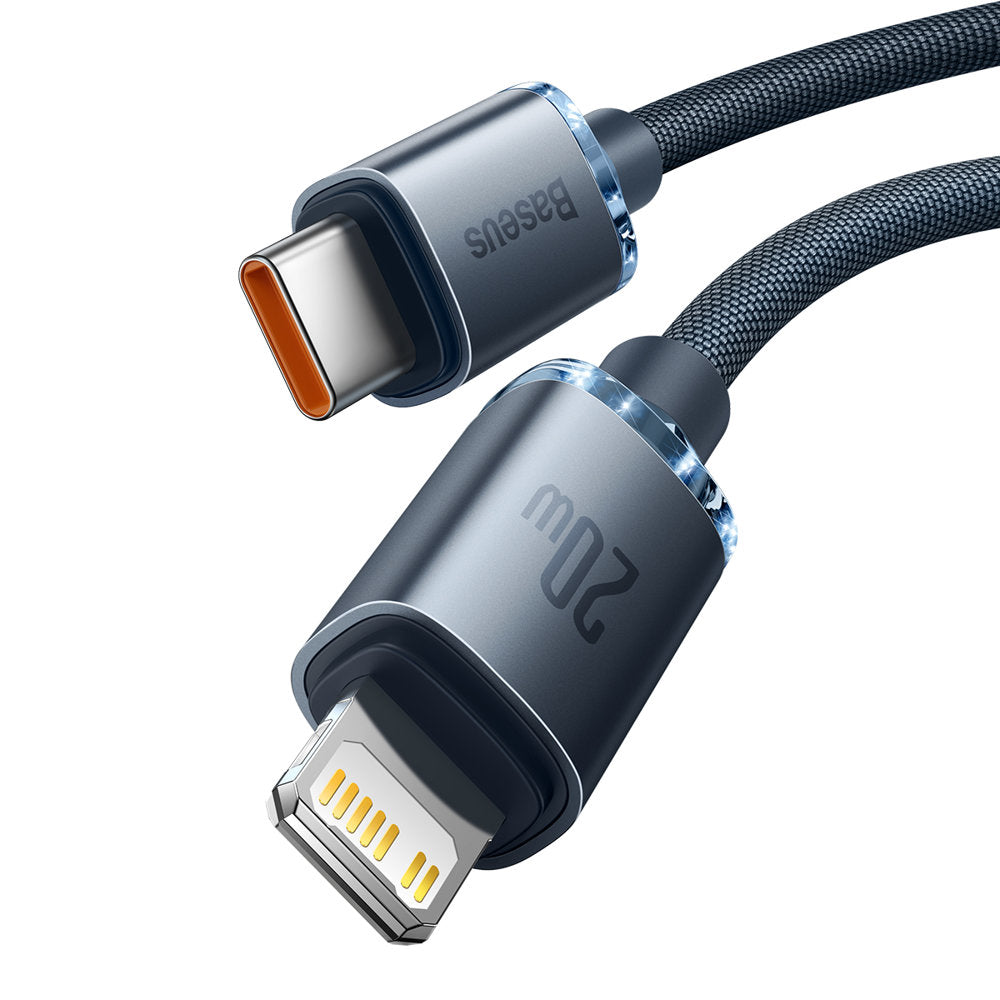 Baseus Crystal Shine Series USB-C - Lightning datový a nabíjecí kabel, 20W, 2m, černý CAJYY000301
