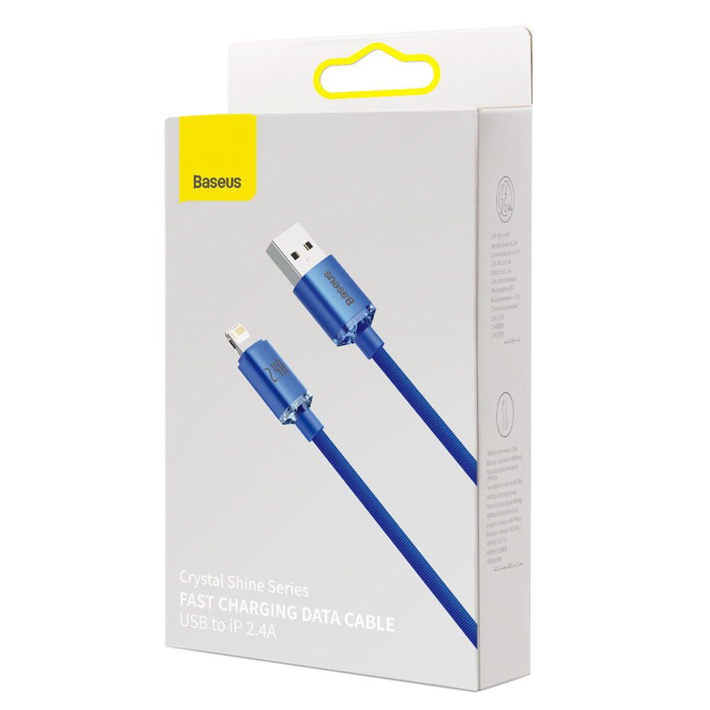 Datový a nabíjecí kabel USB-A - Lightning Baseus Crystal Shine Series, 18W, 1.2m, Modrý CAJY000003