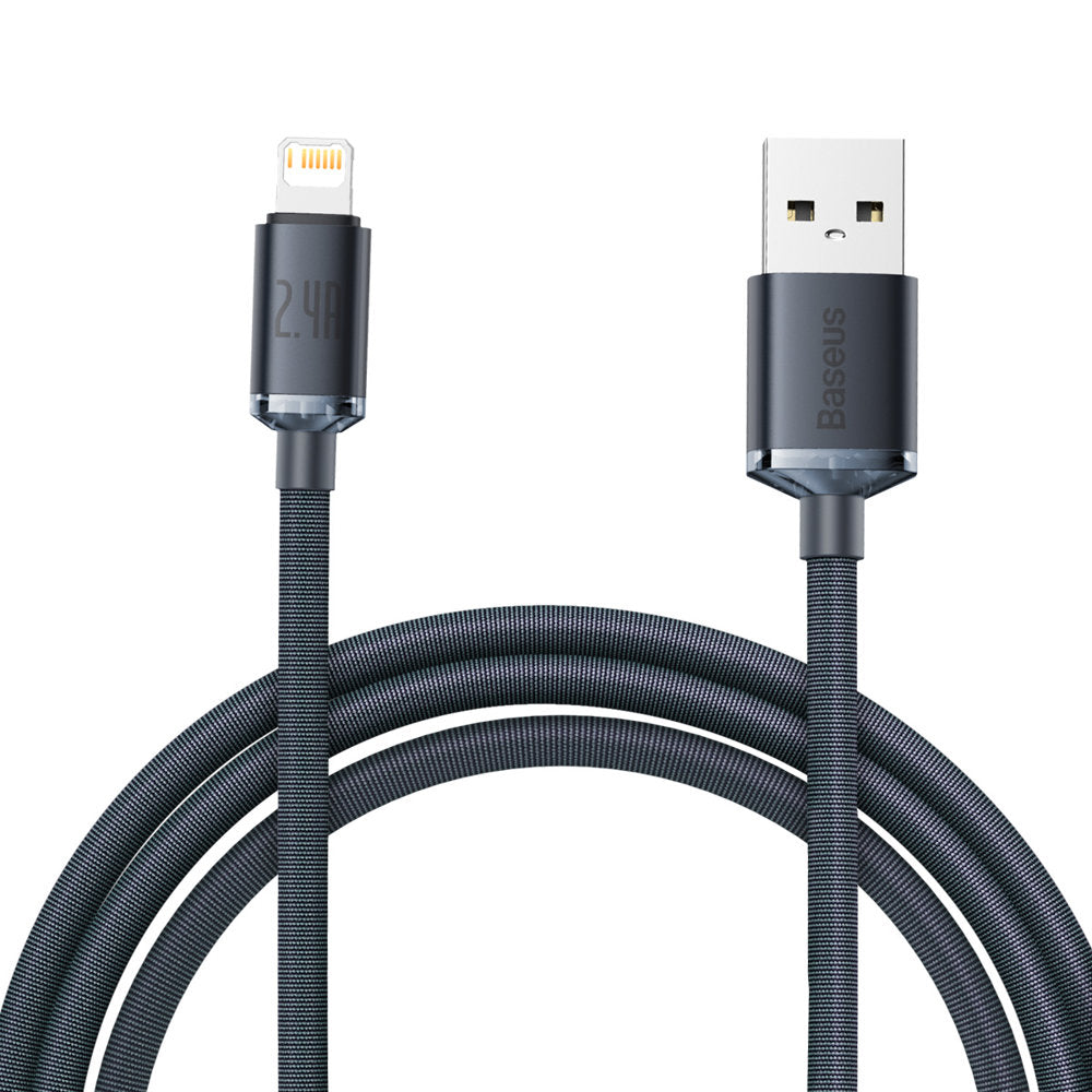 Baseus Crystal Shine Series USB-A - Lightning nabíjecí a datový kabel, 18W, 2m, černý CAJYY00010101