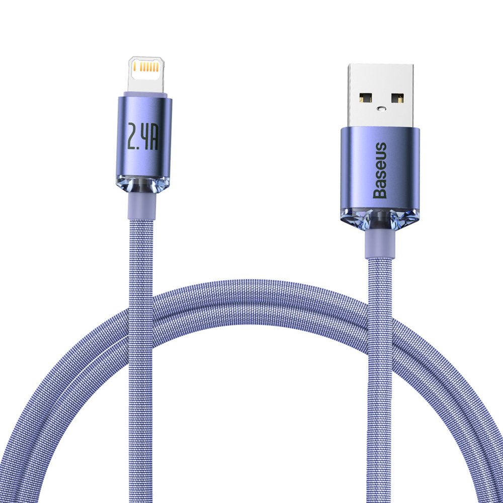 Kabel pro data a nabíjení USB-A - Lightning Baseus Crystal Shine Series, 18W, 1.2m, Fialový CAJY000005