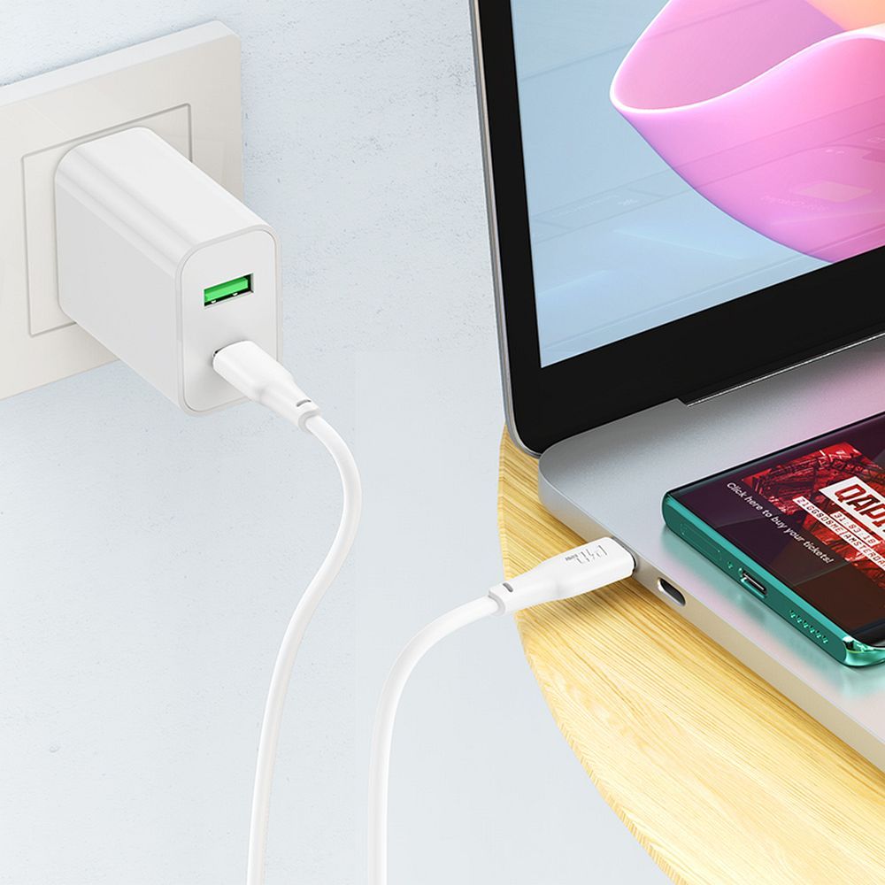 Datový a nabíjecí kabel USB-C - USB-C HOCO X93 USB-C, 100 W, 2 m, bílý