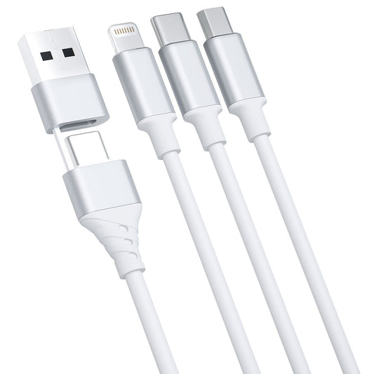 Nabíjecí kabel USB-A / USB-C - Lightning / microUSB / USB-C 3MK Hyper 3in1, 12W, 1.5m, Bílý