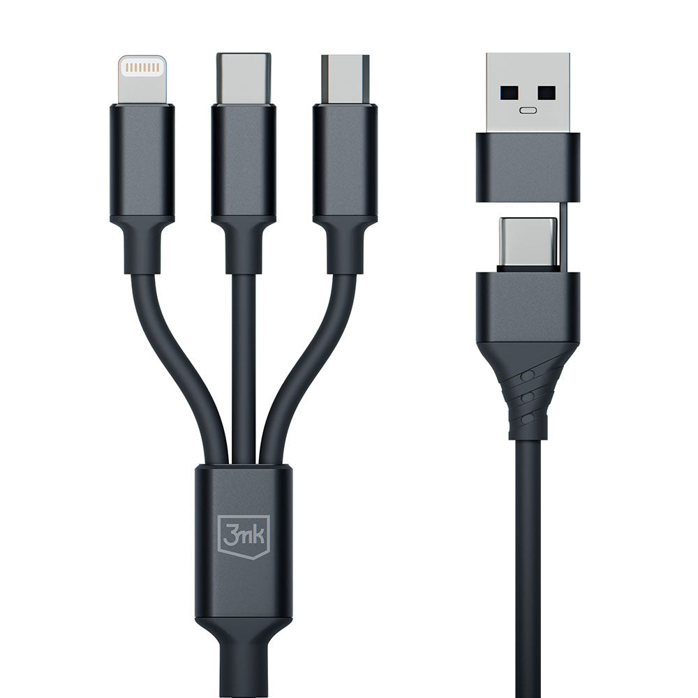 Nabíjecí kabel USB-A / USB-C - Lightning / microUSB / USB-C 3MK Hyper 3in1, 12W, 1.5m, Černý