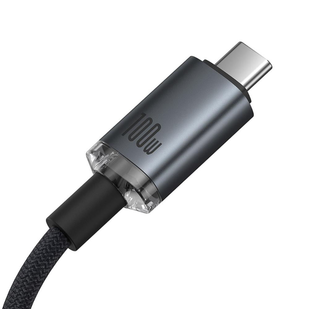Kabel pro data a nabíjení USB-C - USB-C Baseus Crystal Shine Series, 100W, 1.5m, černý P10318204111-00