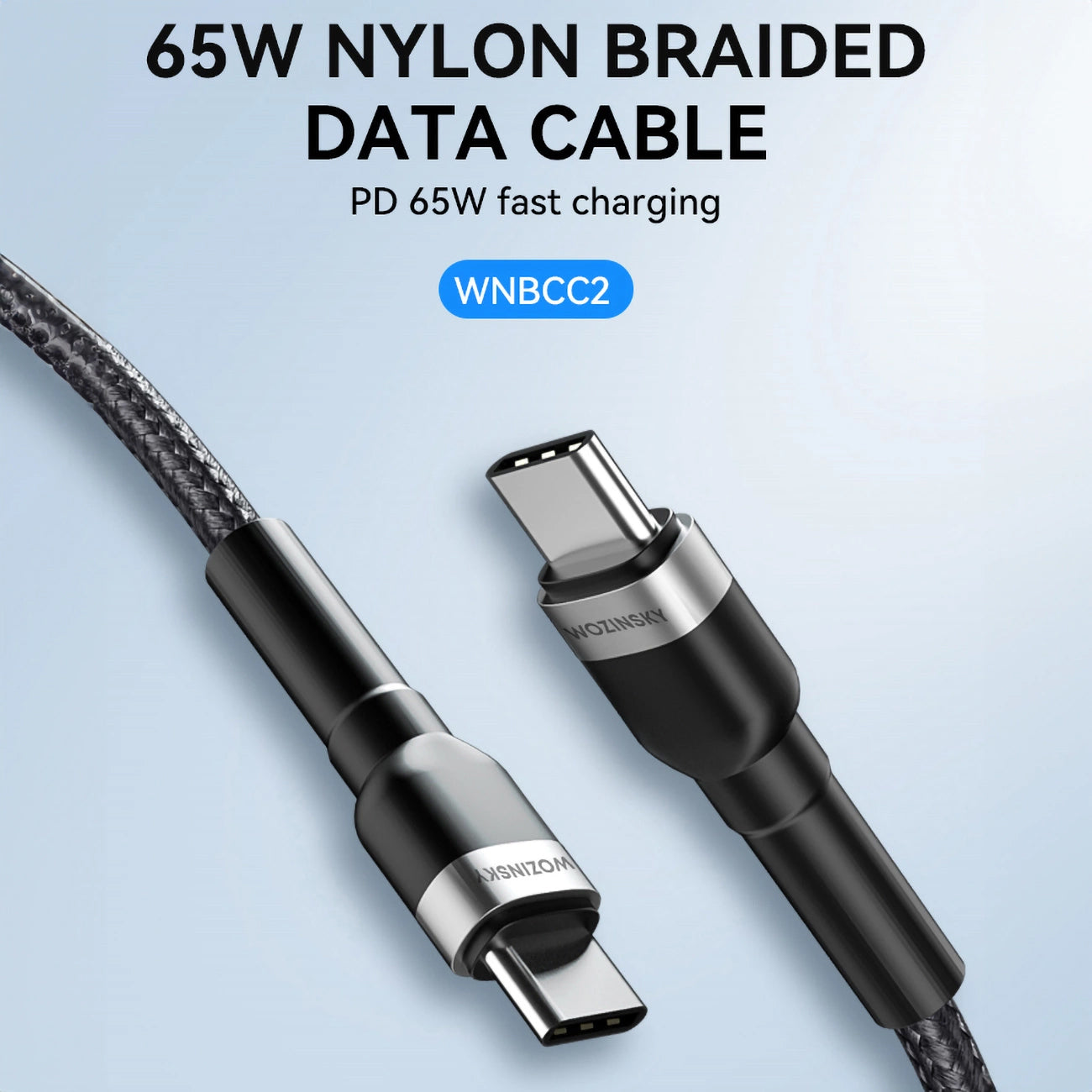 Datový a nabíjecí kabel USB-C - USB-C WZK WNBCC2, 65W, 2m, černý
