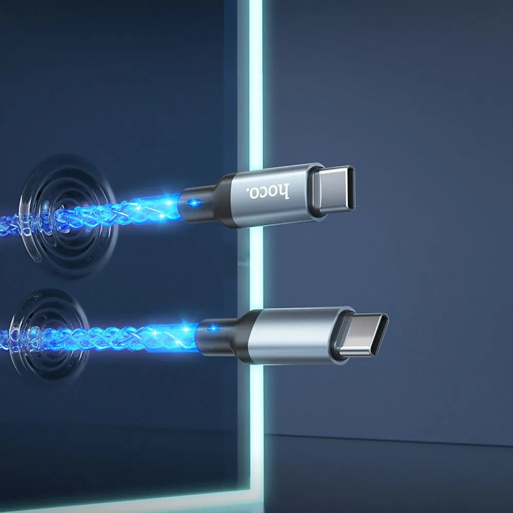 Datový a nabíjecí kabel USB-C - USB-C HOCO U112, 60W, 1m, šedý