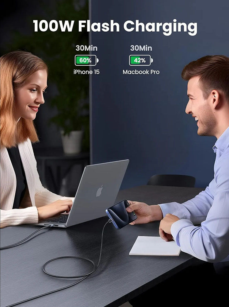 Datový a nabíjecí kabel USB-C - USB-C UGREEN L512, 100W, 0.5m, šedý