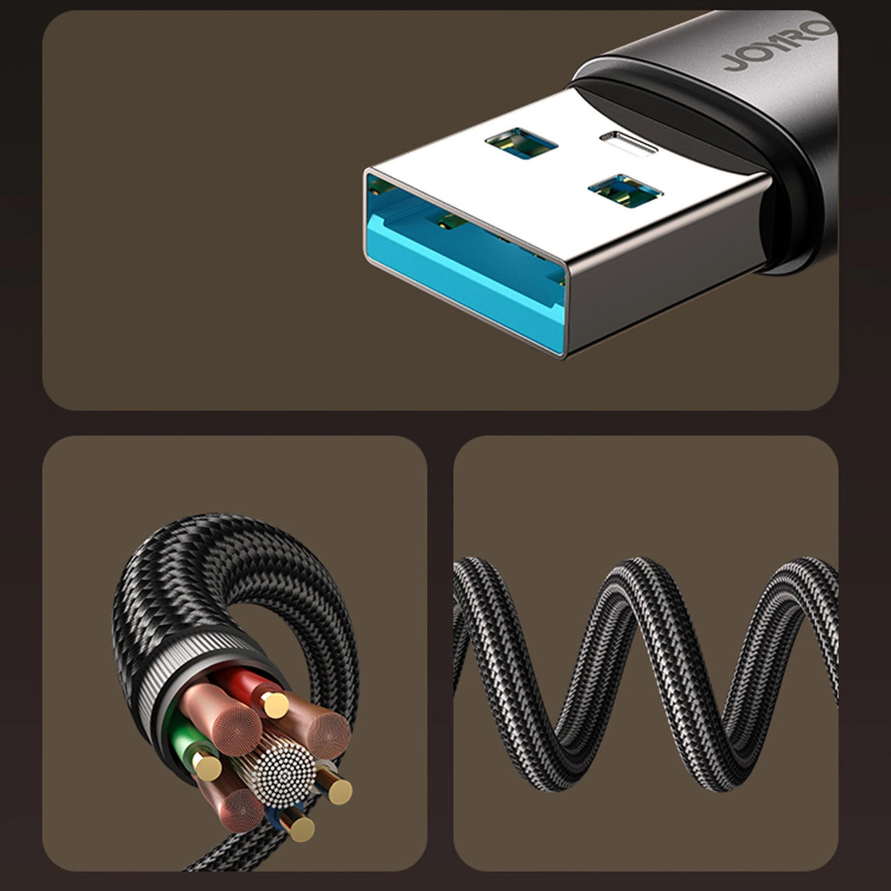 Datový a nabíjecí kabel USB-A - USB-C Joyroom S-A56 EnjoyX Angled, 20W, 1.2m, Černý